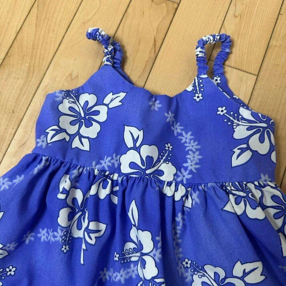 Vintage Classic Hawaiian Floral Purple Baby Dress Size 1-2